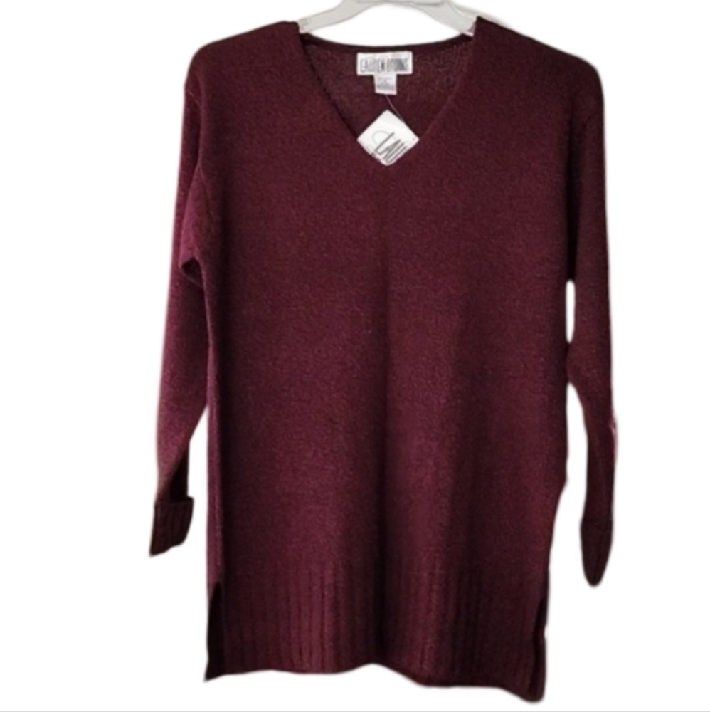 NWT Lauren Brooke V-neck Burgundy‎ Sweater Women's Medium